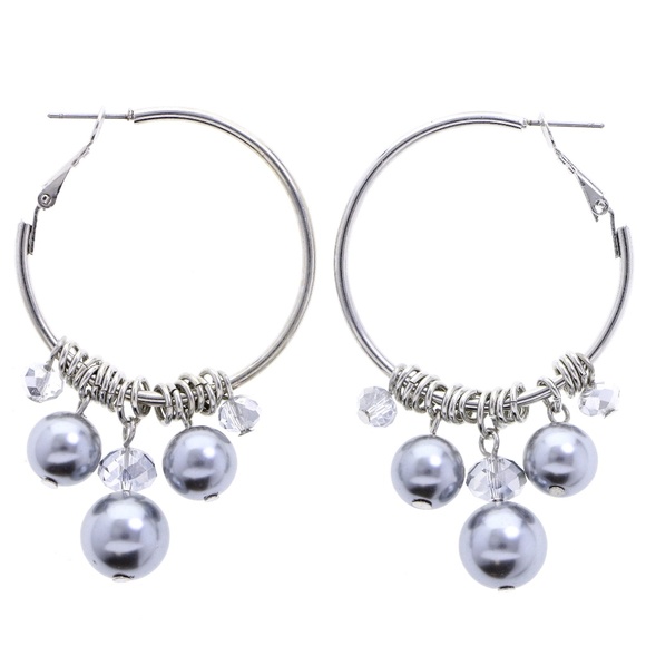 Catherines Jewelry - Designer Hoop Earrings Silver NWOT